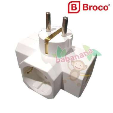 Broco Original colokan T steker listrik stop kontak adaptor cabang