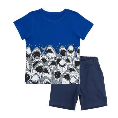 TORIO Short Pant Set Happy Sharks - Setelan Anak Laki-laki 3-4Y