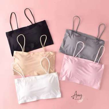 Kemben Bra Tanktop Wanita, BH Tanktop Cewek Seamless Adem dengan Tali, Tanktop Pendek Busa Tipis, Pa