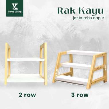 TAMA LIVING Rak Kayu Jar Bumbu Dapur Aesthetic Rak Bumbu Dapur Estetik Rak Kayu Susun Tatakan 3 Ting