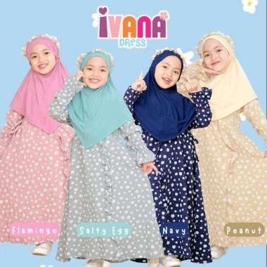 Dress Anak Perempuan Cantik Princess Style | Gamis Anak Perempuan Syari Full Motif Bunga 2-3Y Darkbl