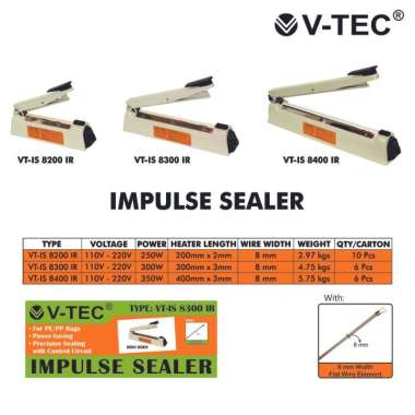 V-TEC MESIN IMPULSE SEALER 8MM WIRE 8200 IR/WIDE