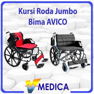 (Reguler) Kursi Roda Avico Bima Jumbo Big Size / Kursi Roda Avico BESAR / Wheelchair MERAH