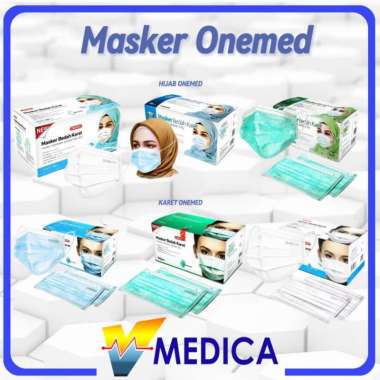 Masker Medis Onemed 3ply /Masker Jilbab 3ply Onemed/Masker Karet Medis Onemed PUTIH,HIJAB