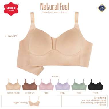 Sorex Bra Exclusive Natural Feel Busa Tanpa Kawat Kait 3 Cup B Bra Harian BH 34244 Size 40 Ungu