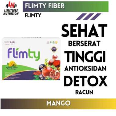FLIMTY FIBER 1 BOX 16 SACHET Pelangsing BPOM Halal Detox Diet Kurus - Mango