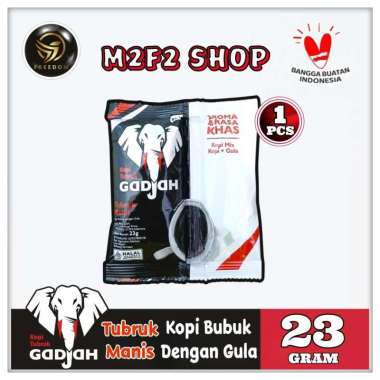 Kopi Tubruk Gadjah Manis | Kopi Hitam Bubuk + Gula Terpisah Sachet - 23 gr (Kemasan Satuan)