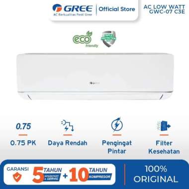 AC GREE GWC-07C3ES LOW WATT 3/4pk PLUS INSTALASI PASANG SOLO 07C3 0.75 PK