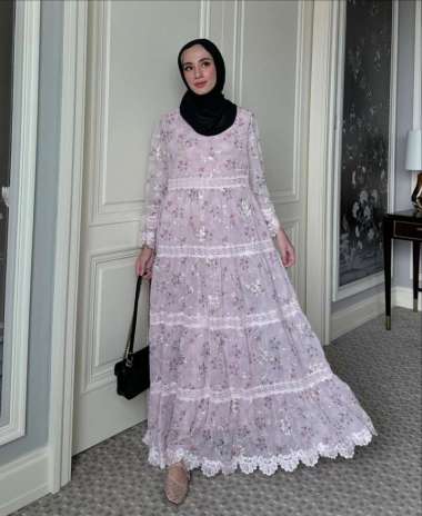 GONEGANI OFFICIAL - Dress Motif Bunga Bahan Ceruti Jangmi Dress Daisy C