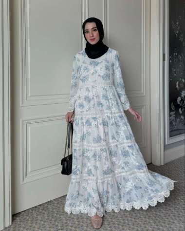 GONEGANI OFFICIAL - Dress Motif Bunga Bahan Ceruti Jangmi Dress Peony A