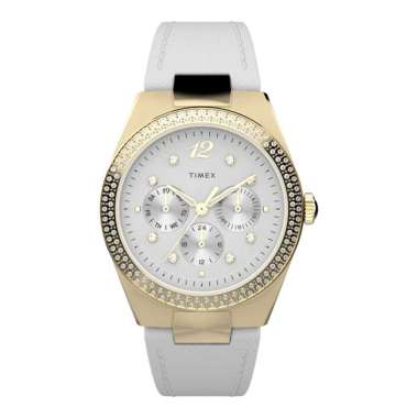 Jam Tangan Wanita Timex TW2V80500 Simone Multifunction White Dial White Leather Strap Multicolor