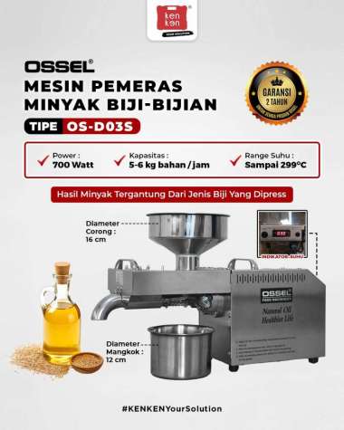 Mesin Pemeras Minyak Biji-Bijian Oil Pressor Oil Press Machine Mesin Ekstrak Biji OS-D03S OSSEL