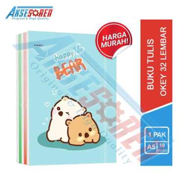 Aksesoren Buku Tulis Okey 32 Lembar [1 Pack/10 Buku] / Buku Catatan Sekolah Karakter 1 Pak / Alat Tu