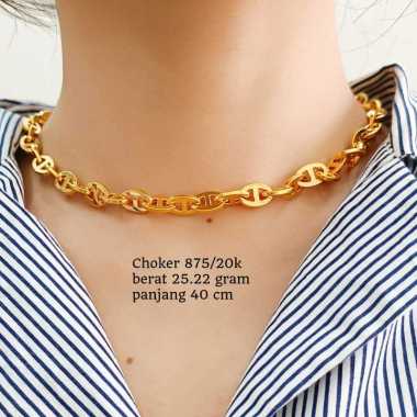 Kalung Emas Choker Toscano Koleksi Josean Elegant Hadiah Ultah Emas Asli