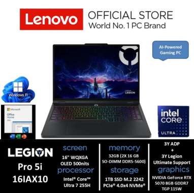 LENOVO Legion Pro 5i 16IAX10 39ID || Intel Core Ultra 7 255HX 32GB 1TB SSD RTX 5070 Win11 Office Hom