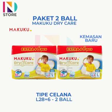 (PROMO SPESIAL) Makuku Diapers Dry Care M30/L28/XL24 Popok Bayi Tipe Celana Kemasan 1 Ball/2 Ball DR