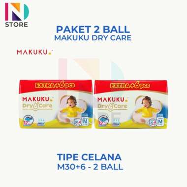 (PROMO SPESIAL) Makuku Diapers Dry Care M30/L28/XL24 Popok Bayi Tipe Celana Kemasan 1 Ball/2 Ball DR