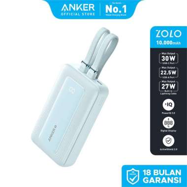 Anker Zolo Power Bank 10.000mAh 30W Max Fast Portable Charger with Built-in USB-C and MFi Certified 