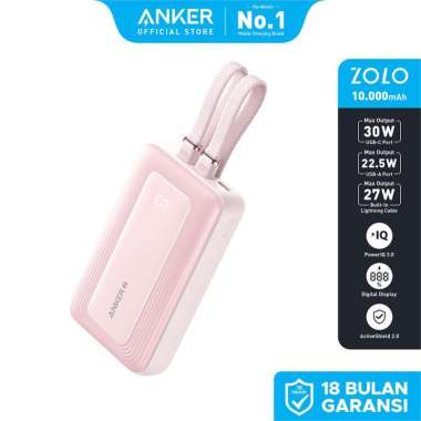 Anker Zolo Power Bank 10.000mAh 30W Max Fast Portable Charger with Built-in USB-C and MFi Certified 