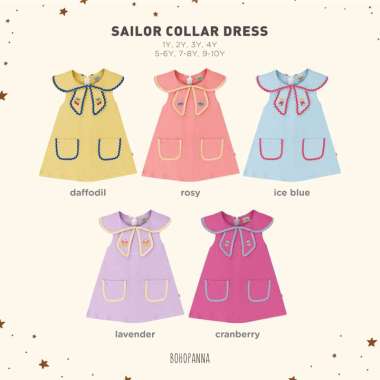 BOHOPANNA - SAILOR COLLAR DRESS - DRESS ANAK 9-10Y ICE BLUE