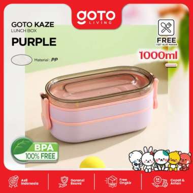 Goto Kaze Lunch Box Mini Tempat Bekal Makan Set 2 Tingkat Aesthetic PURPLE