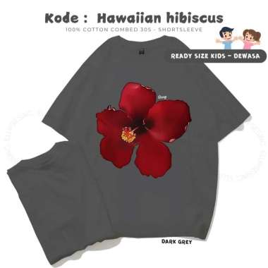 ELLIPSESINC Kaos Oversize Lengan Pendek Couple Keluarga / Anak Kids / Dewasa Hawaiian Hibiscus KIDS1