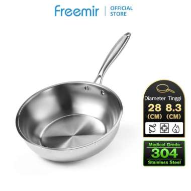 freemir Wajan Penggorengan Premium stainless steel SUS 304 Foodgrade Anti Karat 28cm