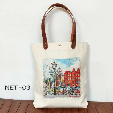 Totebag Souvenir Belanda Netherland Tas Canvas oleh oleh Belanda Netherland NET-03