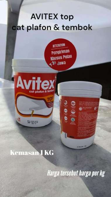 Cat Tembok dan Plafon Avitex Top Super White 1kg, Cat Avitex 1 kg , AVITEX TOP 1 KG