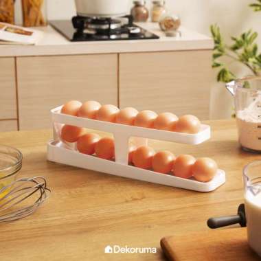 Dekoruma MIHARA Tempat Telur Tingkat Minimalis / Rak Telur Aesthetic 2 Susun White