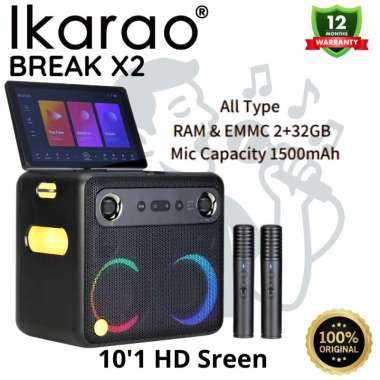IKARAO Break X2 Smart Karaoke Machine 10.1inch Screen 560W with 2 Mic Speaker Garansi Resmi