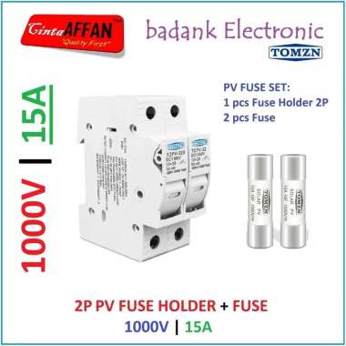 15A - PV DC Fuse Holder 2P with Fuse 15 A 1000V Solar Cell Panel Surya