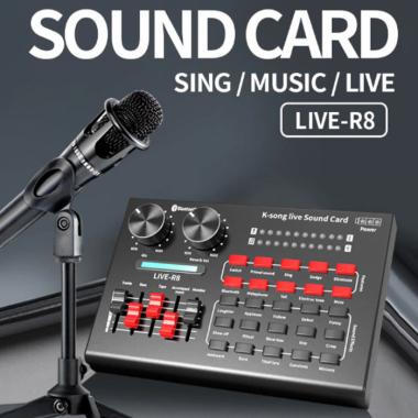 Live Soundcard V9 - R8 Bluetooth USB Audio Mixer Broadcast 2 Channel 100 % ORIGINAL Hitam