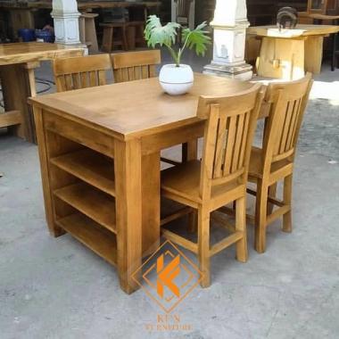 KURSI MEJA MAKAN UNIK KAYU JATI 4 kursi