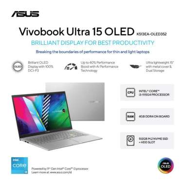 Asus VivoBook Ultra K513EA-OLED351,K513EA-OLED352,K513EA-OLED353, i3-1115G4/4GB/512G+HDD Housing/W11