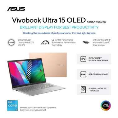 Asus VivoBook Ultra K513EA-OLED351,K513EA-OLED352,K513EA-OLED353, i3-1115G4/4GB/512G+HDD Housing/W11