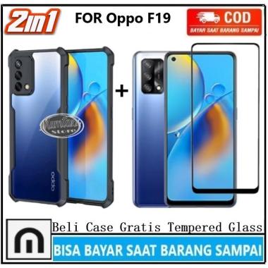Paket 2in1 Case Oppo A74 A95 F19 F19s Casing+Tempered Glass Full Layar Soft case Armor Shockproof Fu