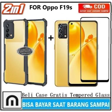 Paket 2in1 Case Oppo A74 A95 F19 F19s Casing+Tempered Glass Full Layar Soft case Armor Shockproof Fu