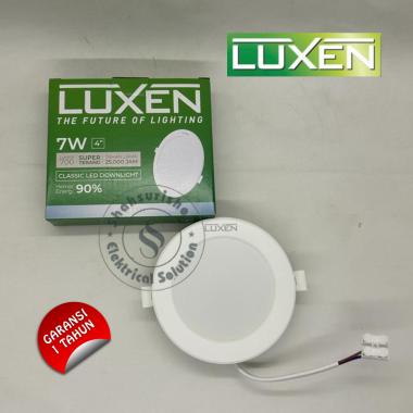 LUXEN LAMPU CLASSIC LED DOWNLIGHT PANEL 7 WATT BULAT INBOW 4" INCH PUTIH