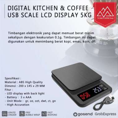 Timbangan Digital USB Coffee Scale LCD 5000g 0.1g Timbangan Kopi Dapur
