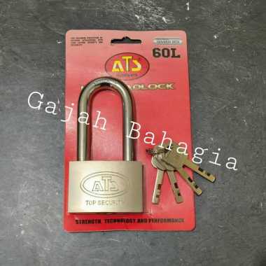 Gembok ATS 60mm leher panjang 60 MM Long Iron Padlock 4 anak kunci