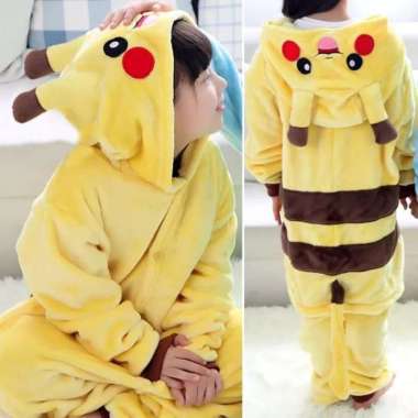 BAJU ONESIE BONEKA PIKACHU POKEMON (ANAK) PIYAMA KOSTUM - 120CM