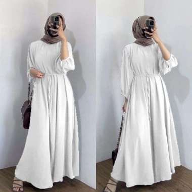GAMIS DANIRA DRESS GAMIS POLOS CRINGLE AIRFLOW PREMIUM VIRAL GAMIS BUSUI | DRESS MUSLIM WANITA Putih