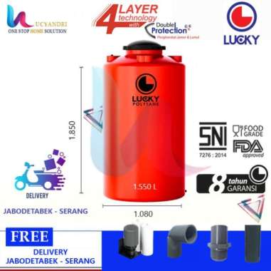 Tangki Air Lucky Standard LS 1550 Tandon Toren Air, 1550 L NEW Orange
