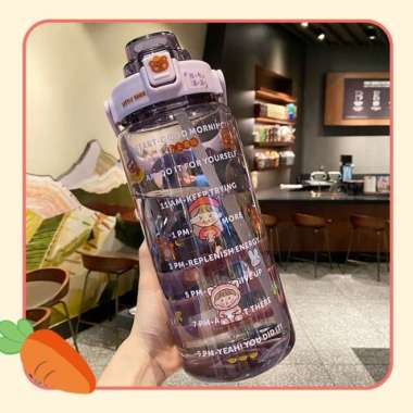 BOTOL MINUM 2L 2 LITER TRANSPARANT BENING JUMBO / BOTOL MINUM LUCU -LORENA Ungu