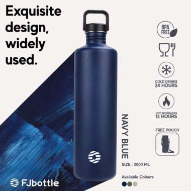 FJBOTTLE - BOTOL MINUM OLAHRAGA BOTOL STAINLESS STEEL 2LITER JUMBO -LORENA Dark Blue
