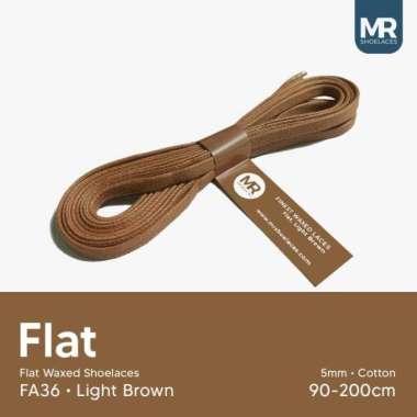 MR Shoelaces FA36 Coklat Muda Tali Sepatu Lilin 5mm Gepeng 70cm-200cm 90cm + Mika Plastik