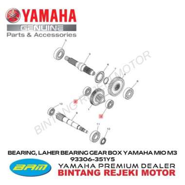 BEARING, LAHER BEARING GEAR BOX YAMAHA MIO M3 93306-351Y5