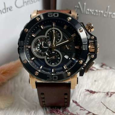 Original 100%!! Alexandre Christie Pria AC 9205 / AC9205 Black Rosegold Leather Garansi Resmi 1 tahu