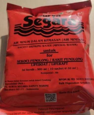 Drinking Water Minuman Darurat Di Sekoci & Rakit Penolong Surya Segara